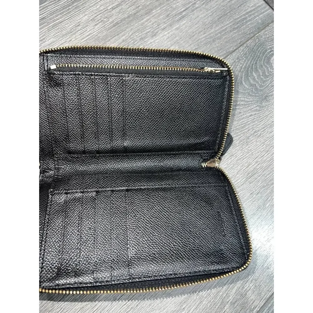 Coach Zip Around Wallet Black Crossgrain classic zip up Leather B000764